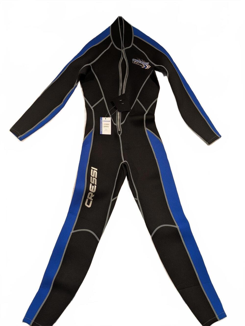 Cressi Lido Long 2mm Neoprene Full Wetsuit Blue Black Zip Diving Suit Mens XS